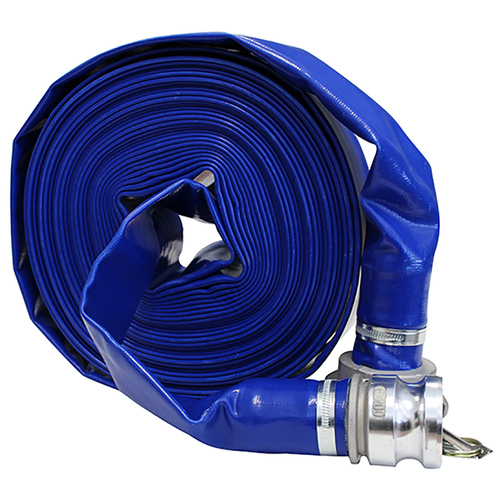 EXITFLEX LIGHT DUTY BLUE PVC LAYFLAT HOSE ASSEMBLY (20MT)
